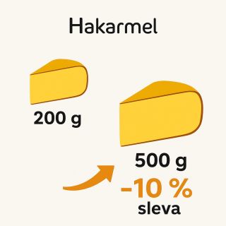 🧀 V Hakarmelu si můžete vybrat sýry ve dvou variantách – 200g a 500g. A teď to nejlepší: pokud sáhnete po větším balení...